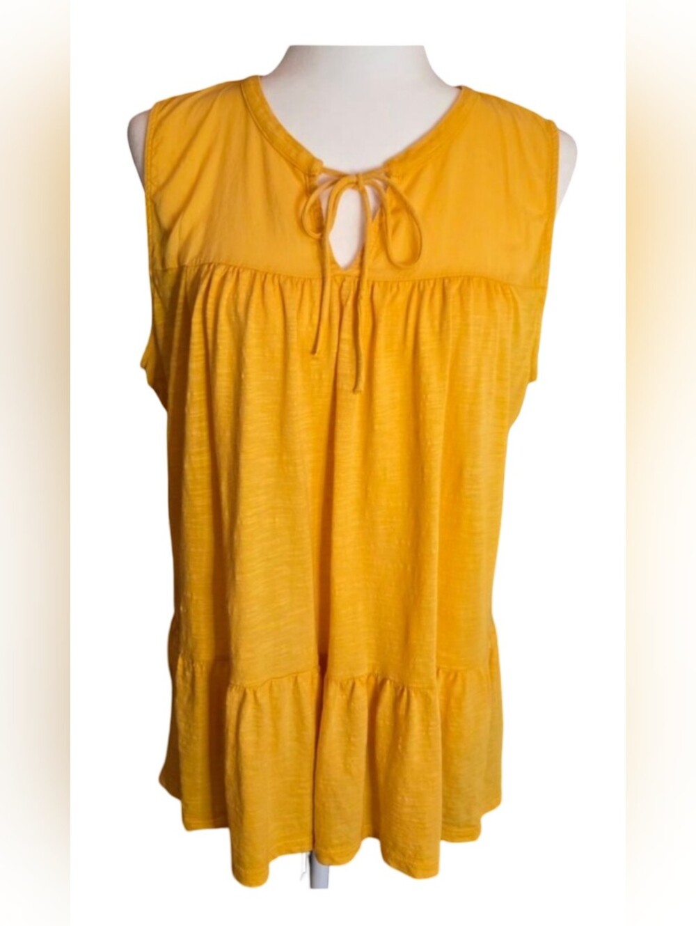 Style & Co Yellow Tiered Sleeveless Tunic Top L